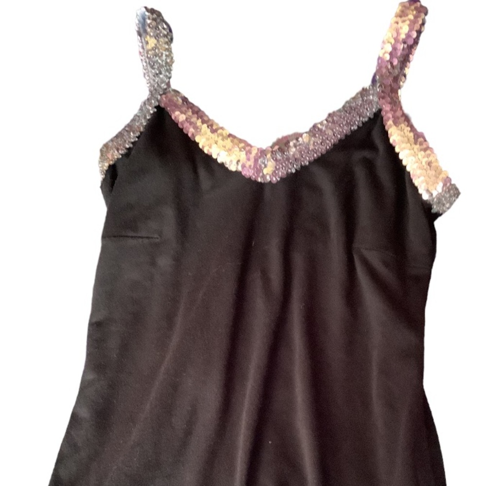 VINTAGE Y2K BLACK TANK WITH SILVER SEQUIN STRAPS